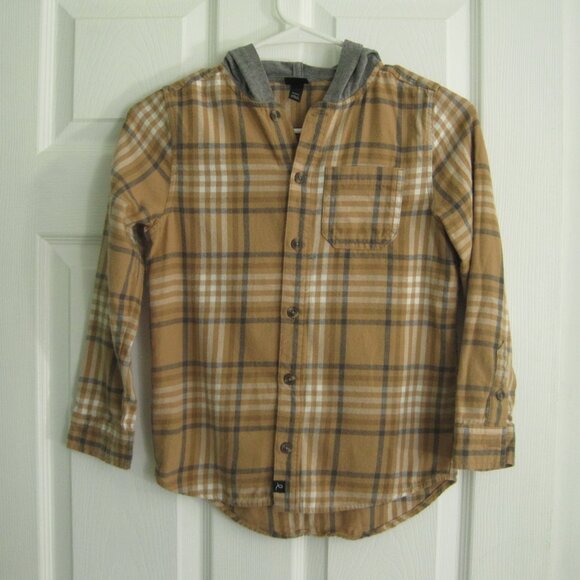 Boys Art Class Long-Sleeve Button Down Plaid Hooded Shirts Size 6/7 100% Cotton - Picture 3 of 8